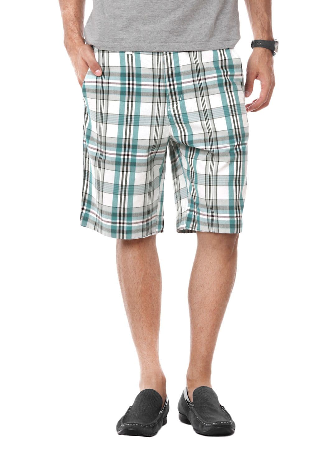 Myntra Men Green Check Shorts