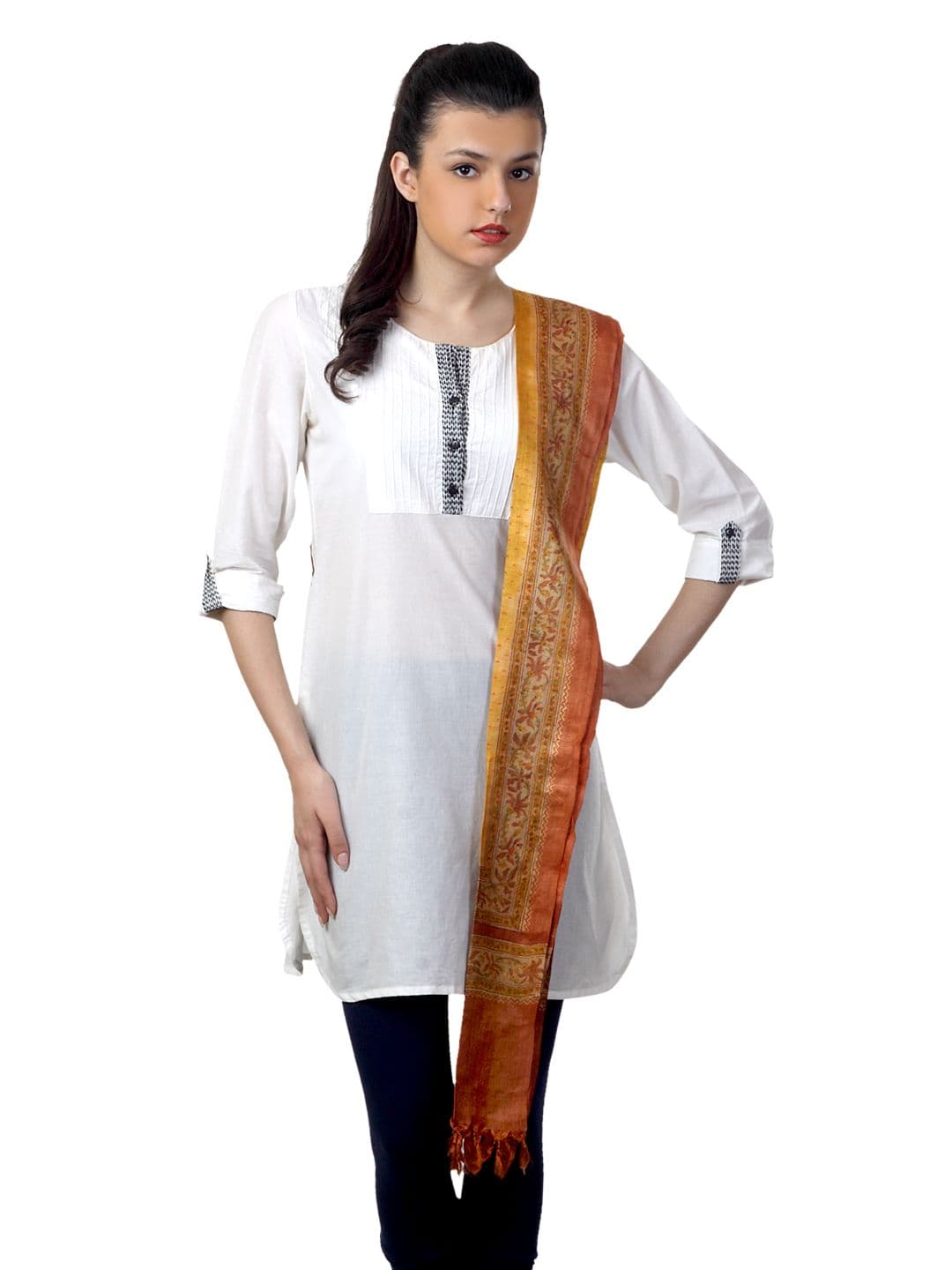 Fabindia Orange Silk Dupatta