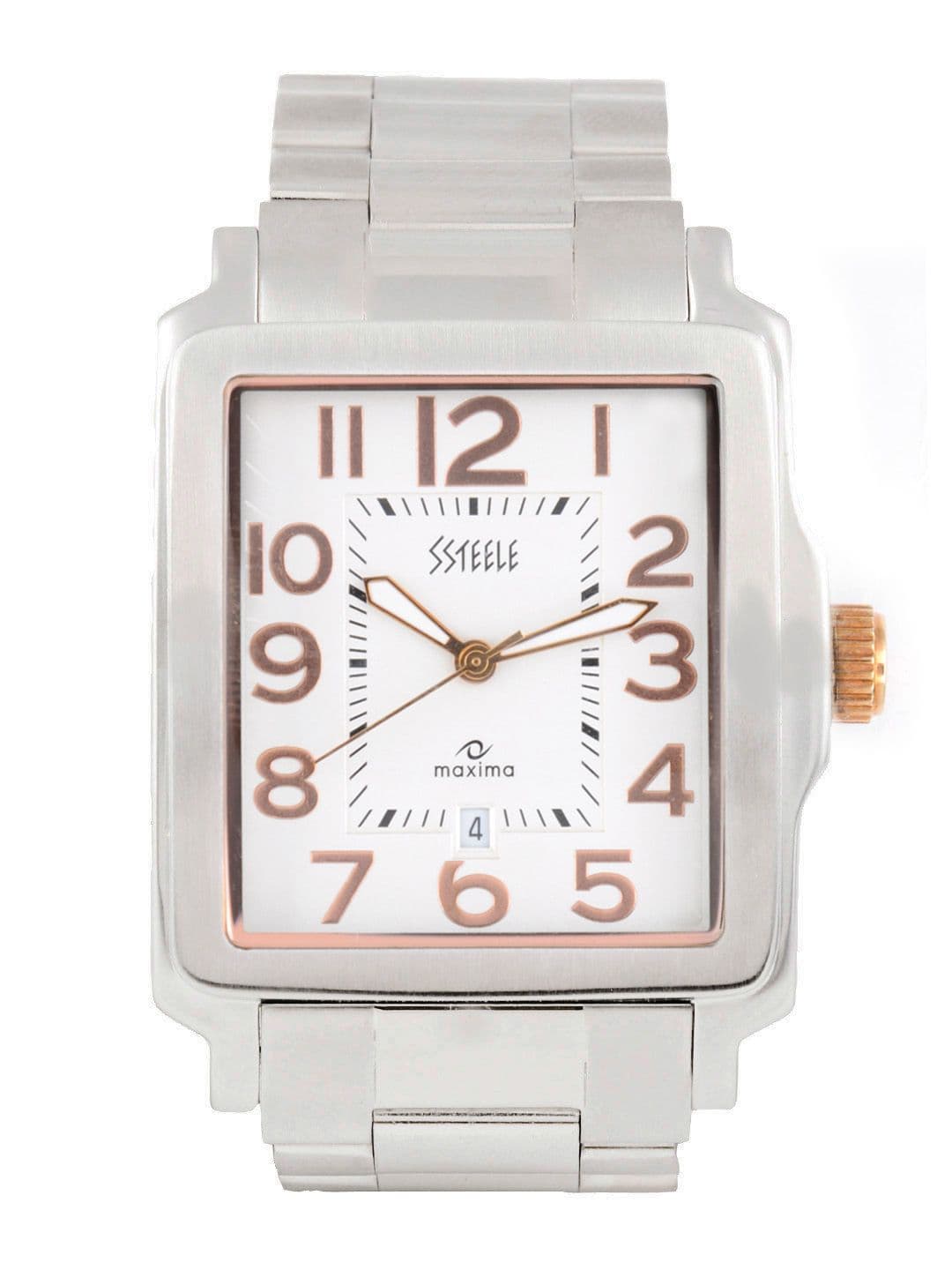 Maxima Ssteele Men White Dial Watch