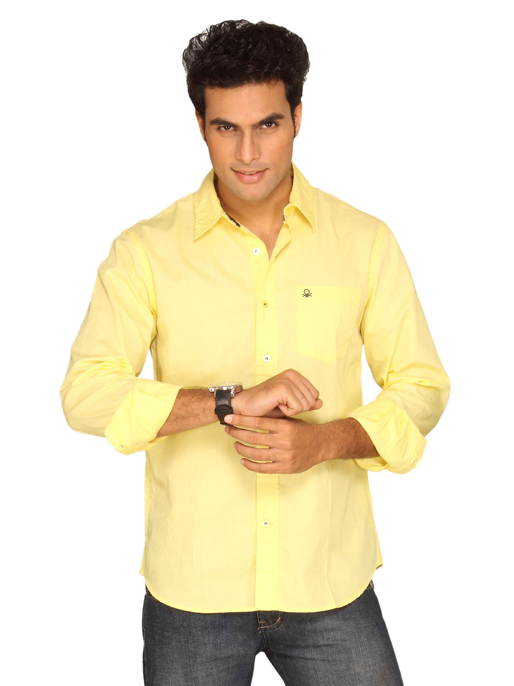 UCB Men Ben Logo At Chest Yellow Shirt