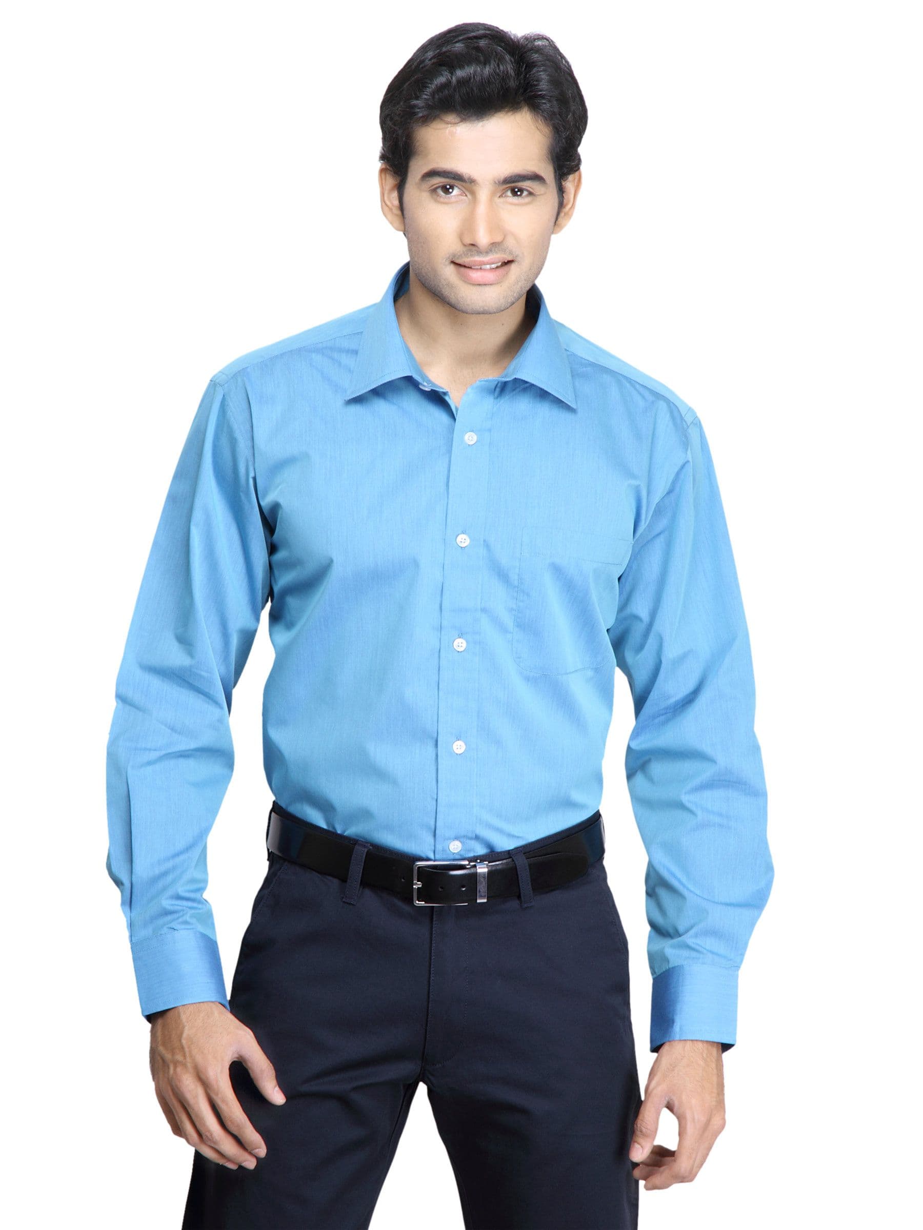 John Miller Men Solid Blue Shirts