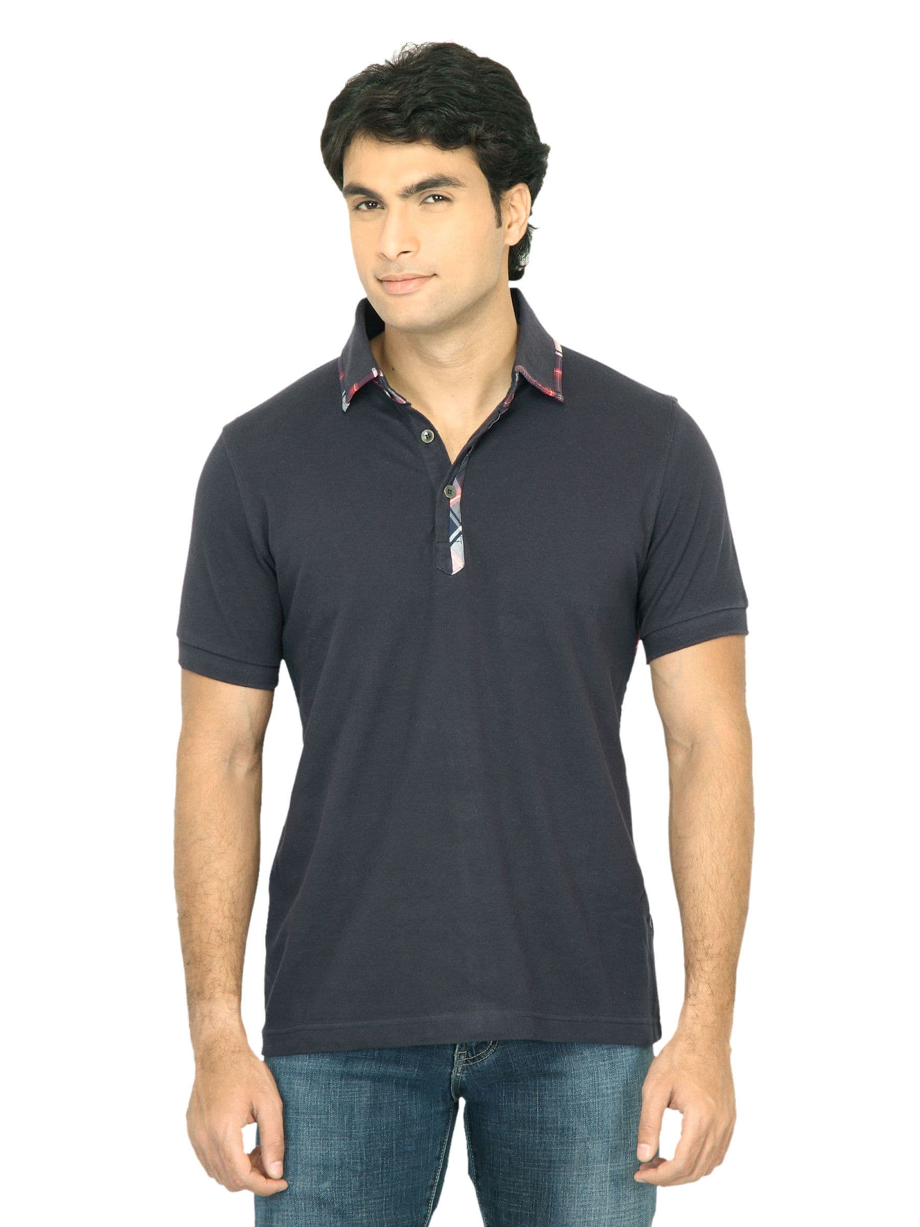 United Colors of Benetton Men Navy Blue Polo Tshirt