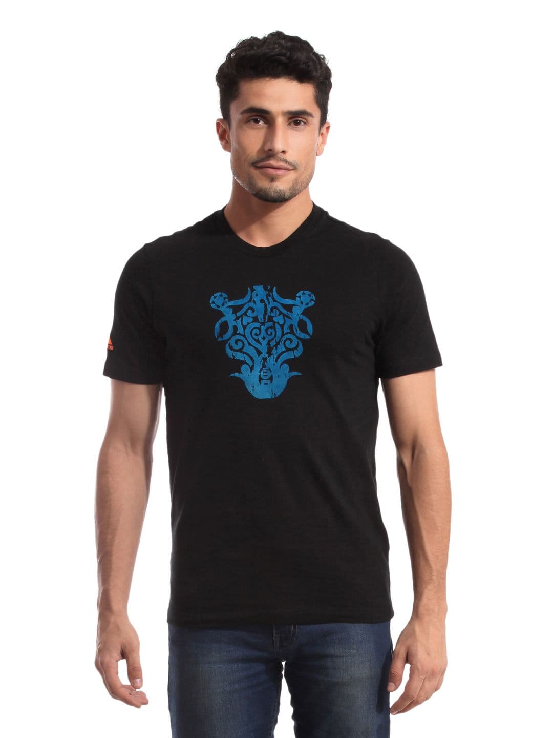 ADIDAS Men Graphic Black T-shirt
