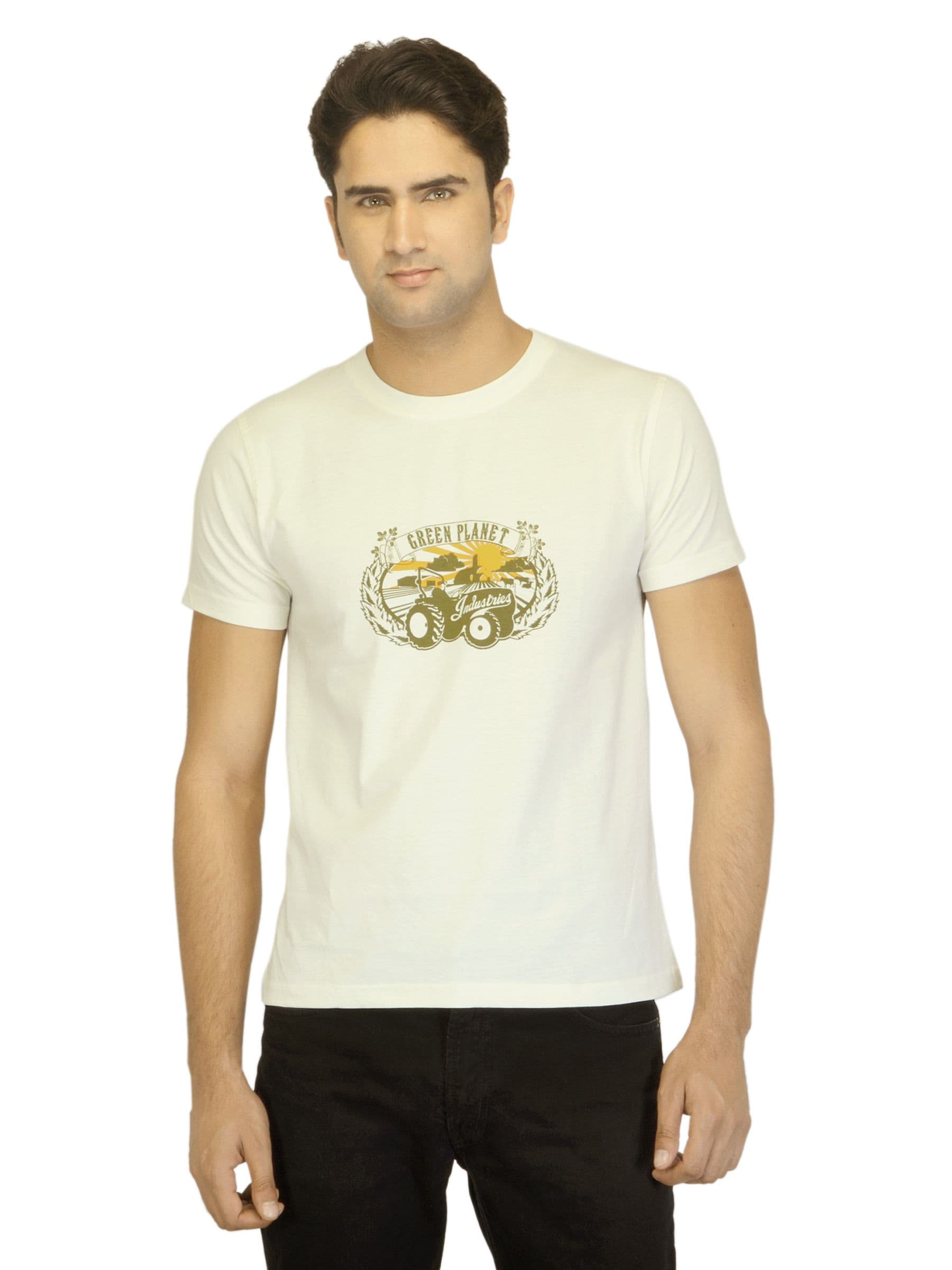 Myntra Men Planet Off White T-shirt