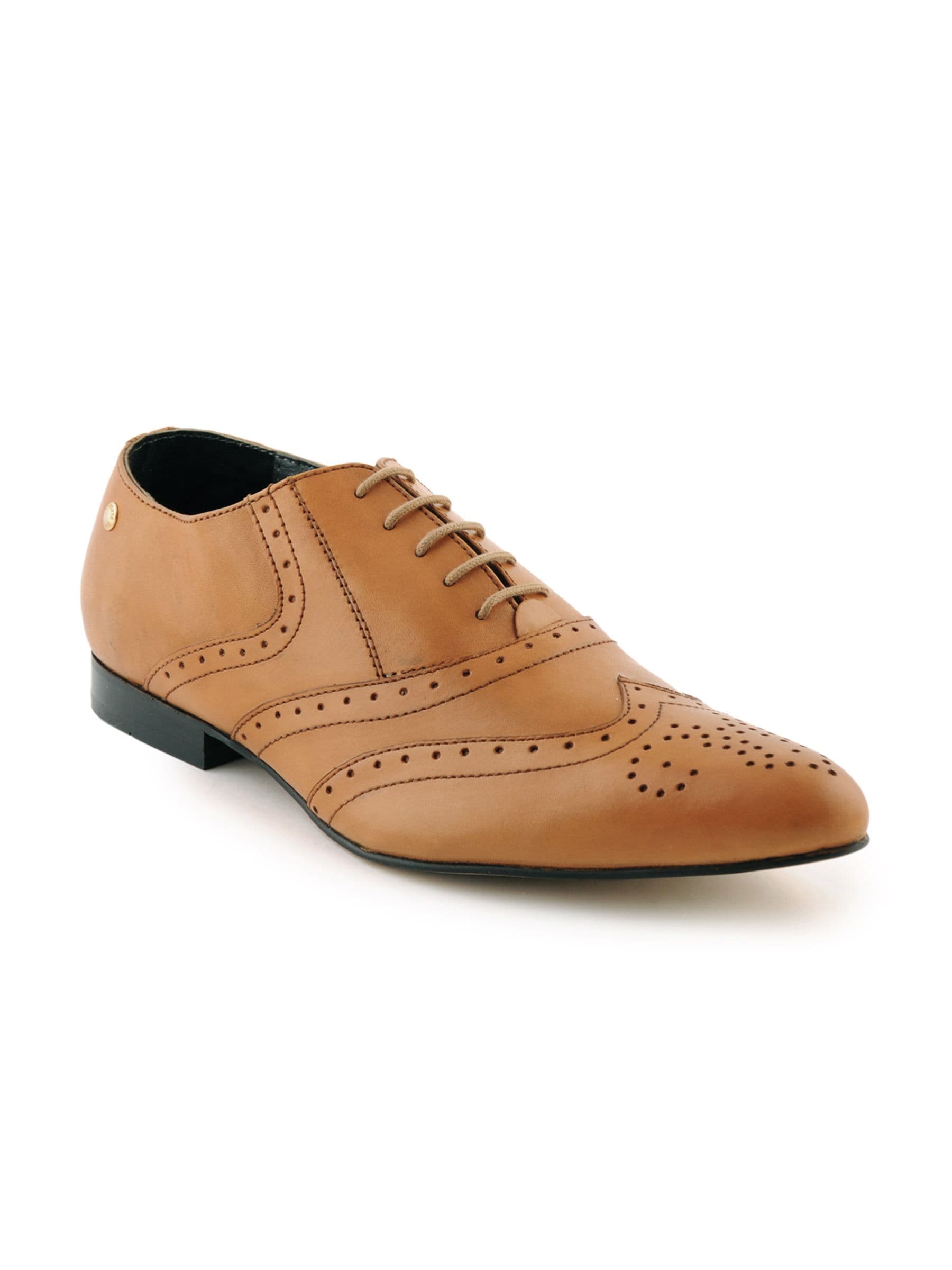 Enroute Men Leather Tan Formal Shoes