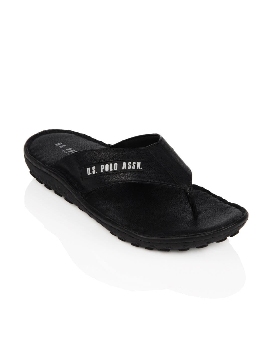U.S. Polo Assn. Men Black Flip Flops
