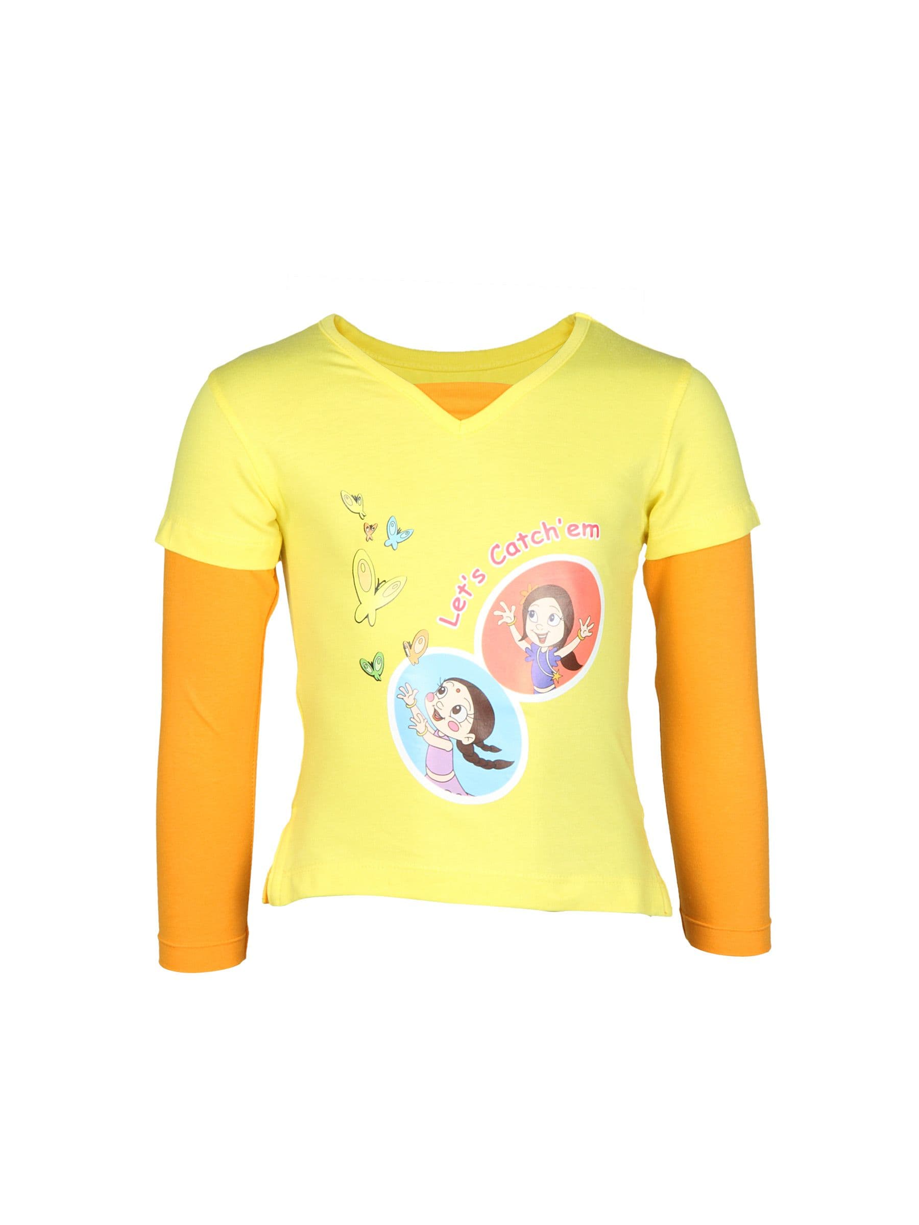 Chhota Bheem Kids Girls Lets Catch Them Yellow Top