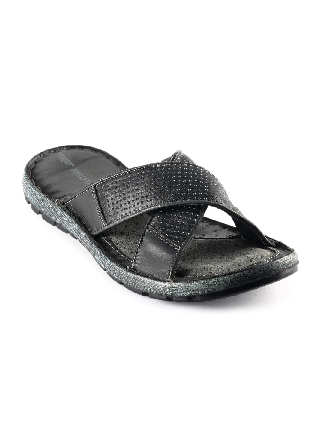 Red Tape Men Cross Band Black Sandals