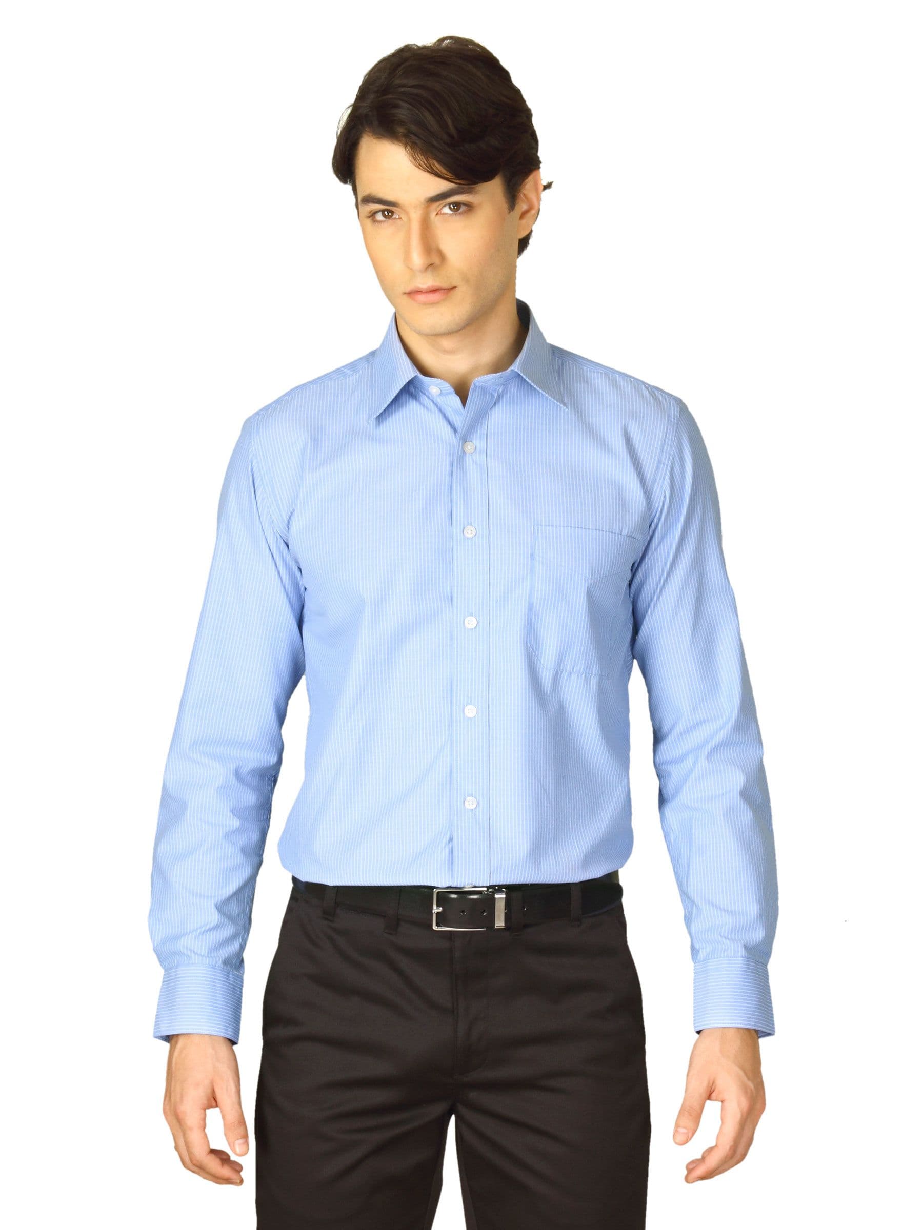 Mark Taylor Men Blue Striped Shirt