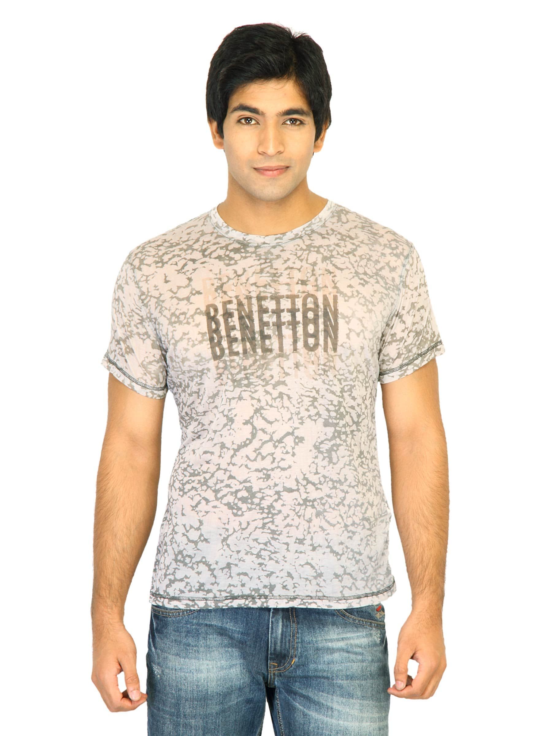 United Colors of Benetton Men Printed White Tshirts
