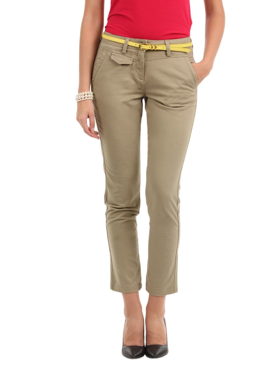 Elle Women Khaki Trousers