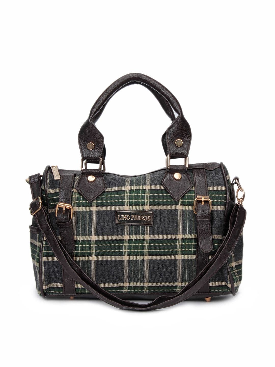 Lino Perros Women Check Green Handbag
