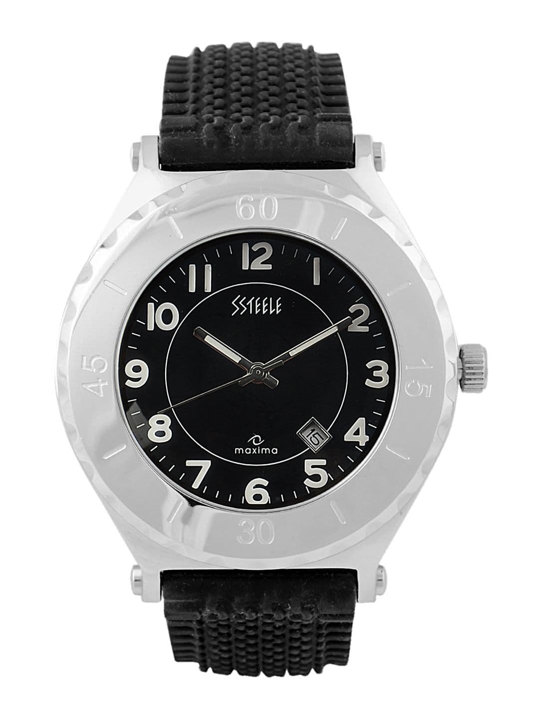 Maxima Men Black Dial Ssteele Watch