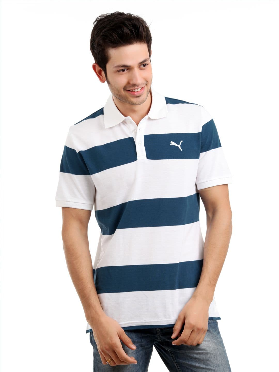 Puma Men Blue & White T-shirt