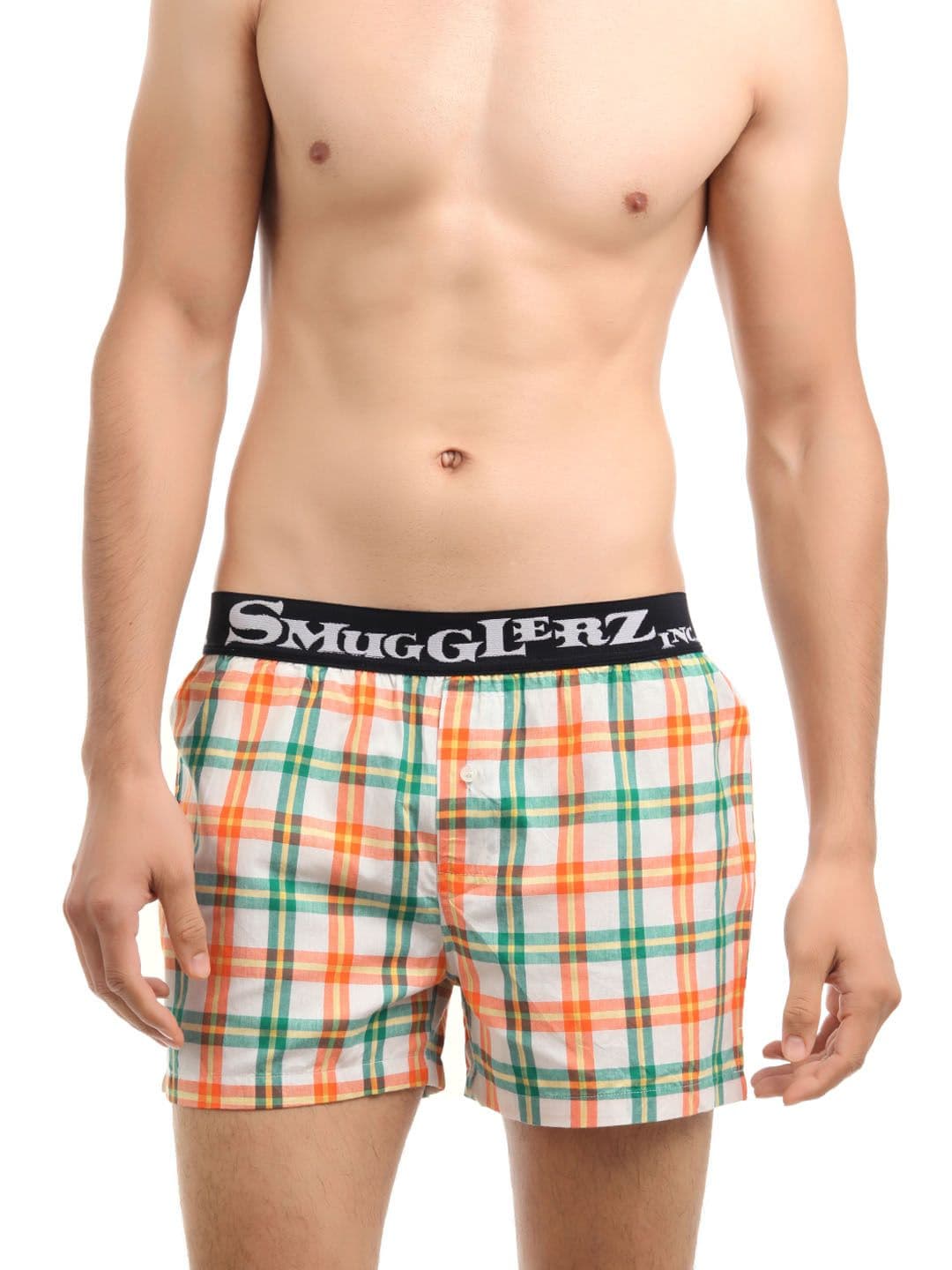 Smugglerz Men White Check Boxers