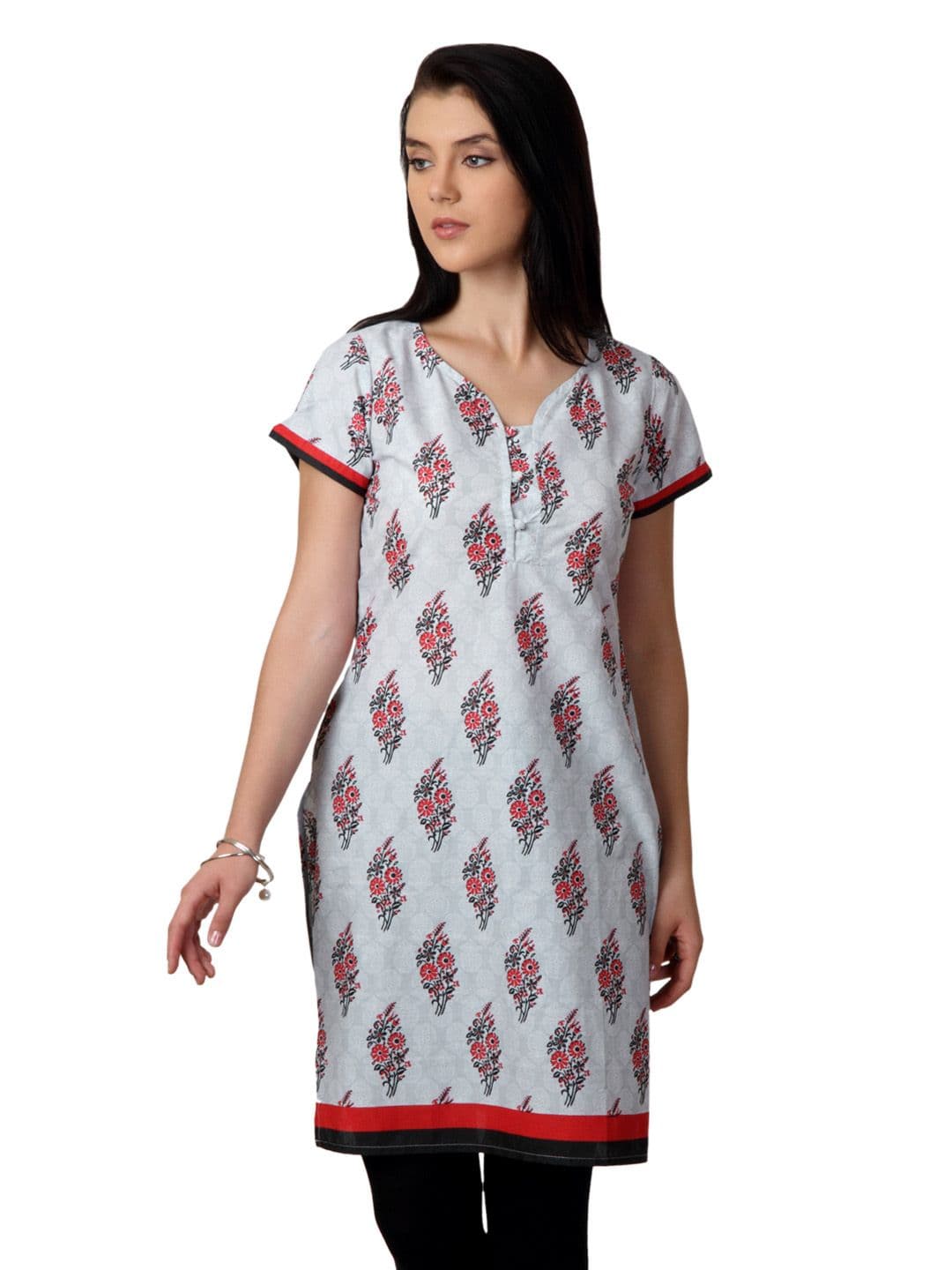 Vishudh Women Grey Printed Kurta